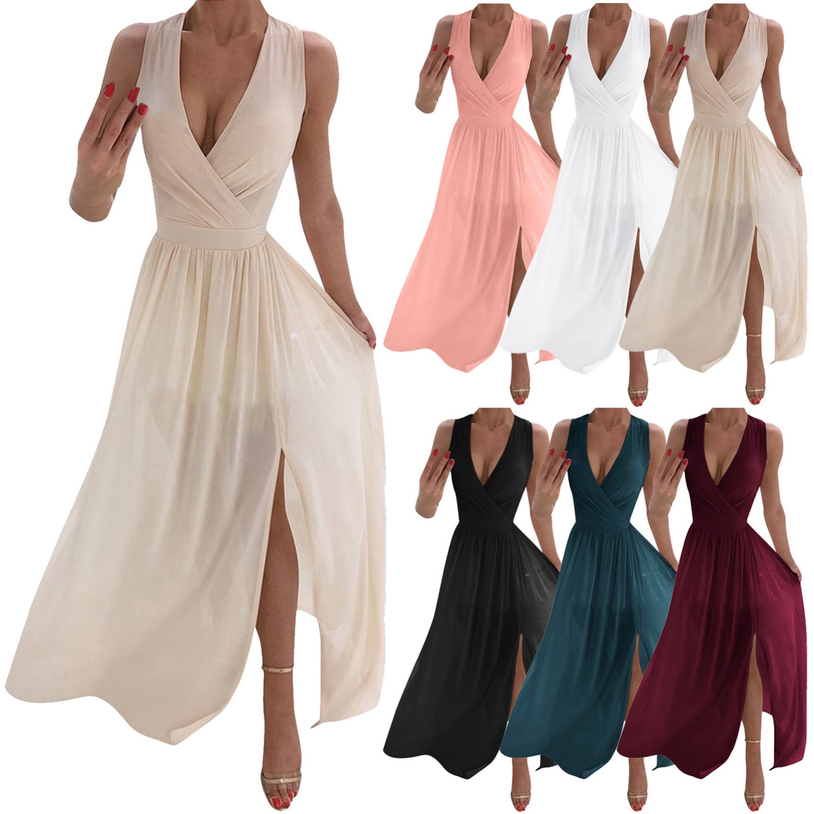 Sexy Women Dresses Outfits 2023 Plus Size Beach V-neck Dresses Summer Party A-line Midi Formal Dresses Women's Clothing 원피스