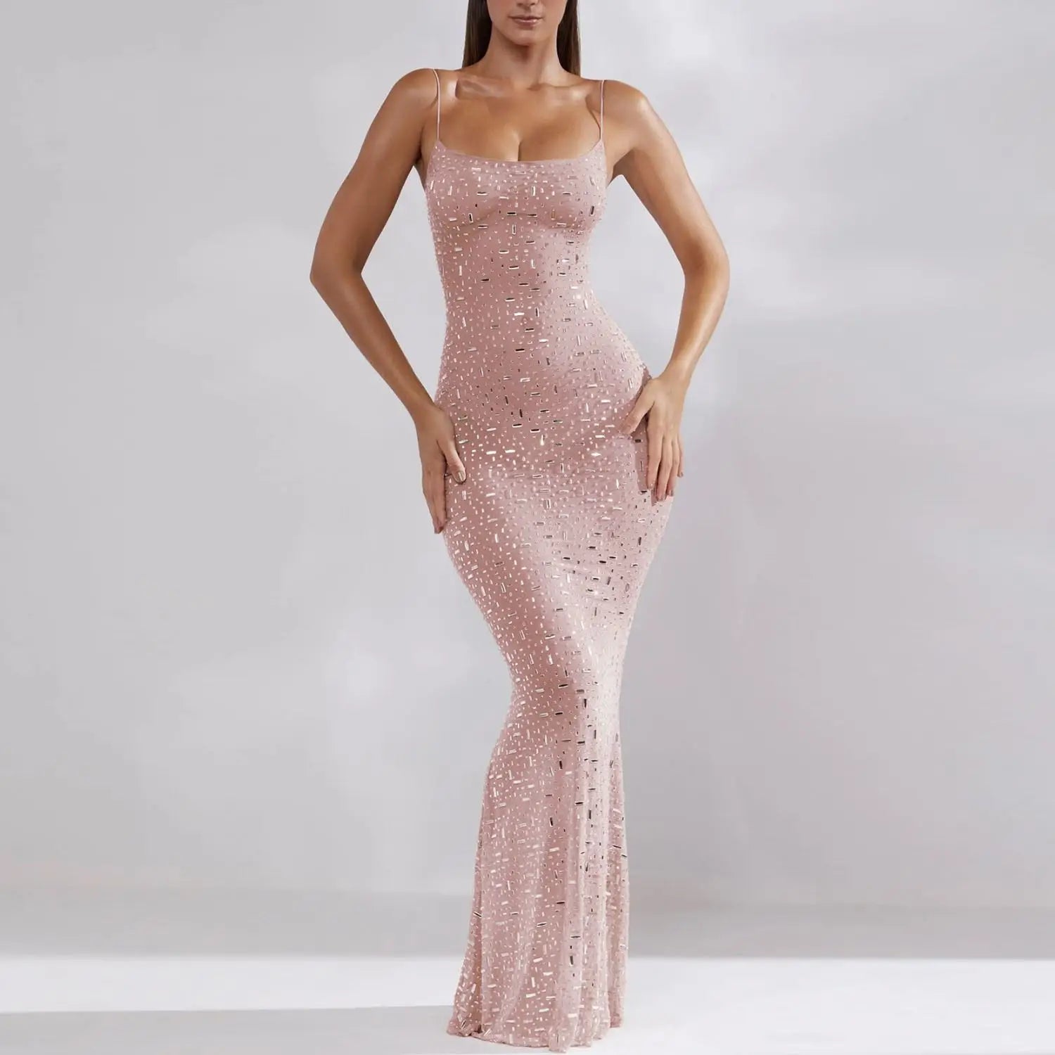 Sexy Bead Women's Strapl Mermaid Long Dr Evening Gown mid Waist Tail Skirt No Sve Formal Par Cany Annual Ball