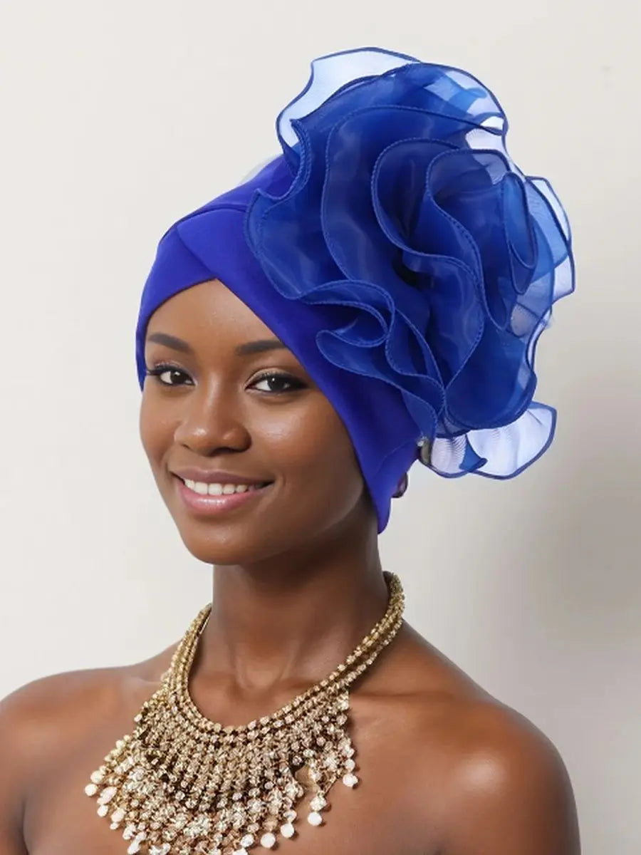 Exaggerated Large Flower Turban Hat for Women Nigeria Wedding Party Headwear Afrcian Female Head Wraps