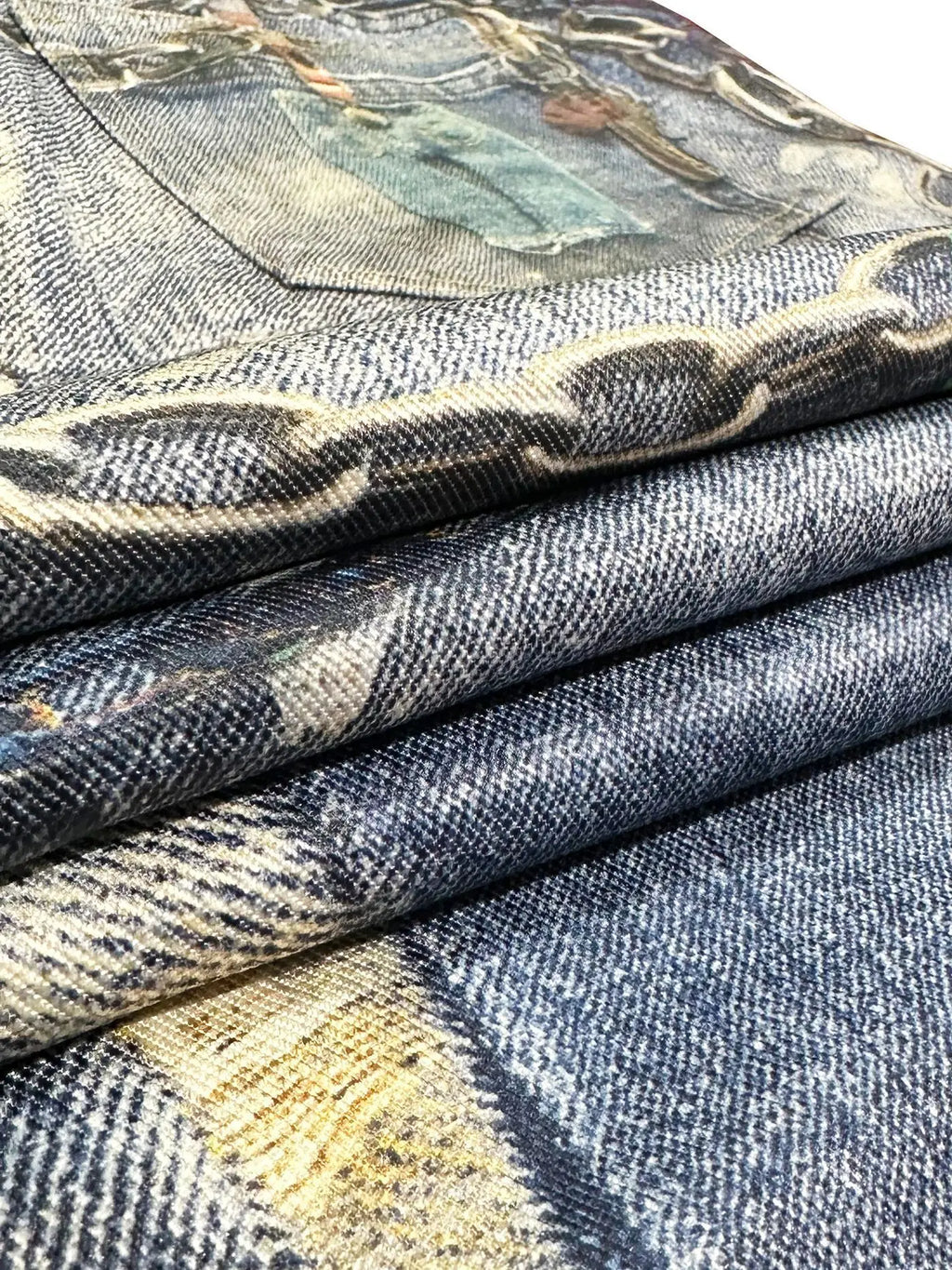 DEAT Fashion 3D Printed Wide Leg Curved Jeans Women's High Waist Loose Blue Streetwear Denim Pants New Tide Summer New 7AB9379