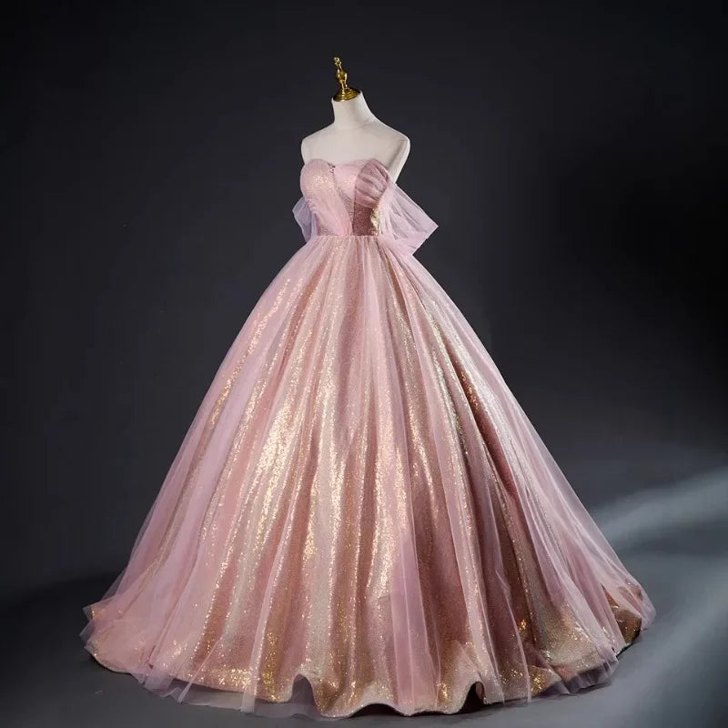 Customized Colorful Gauze Dress Performance Stage Slimming Women's Fashionable Temperament Strapless Strap Shading Studio Dress