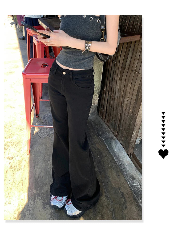 KSTUN 2025 New Low Waist Boot Cut Jeans For Women Fashion Stretch Denim Flared Pants Black Casual Female Bell Bottom Trousers