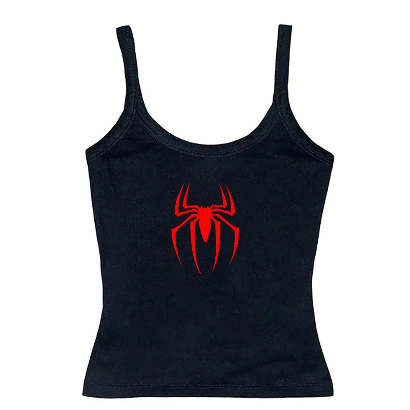 Y2k Tank Tops Sexy Women Summer Camis Punk Y2K Harajuku Sleeveless Spider Printed Tights Vest Femme Streetwear Graphic EMO Girls