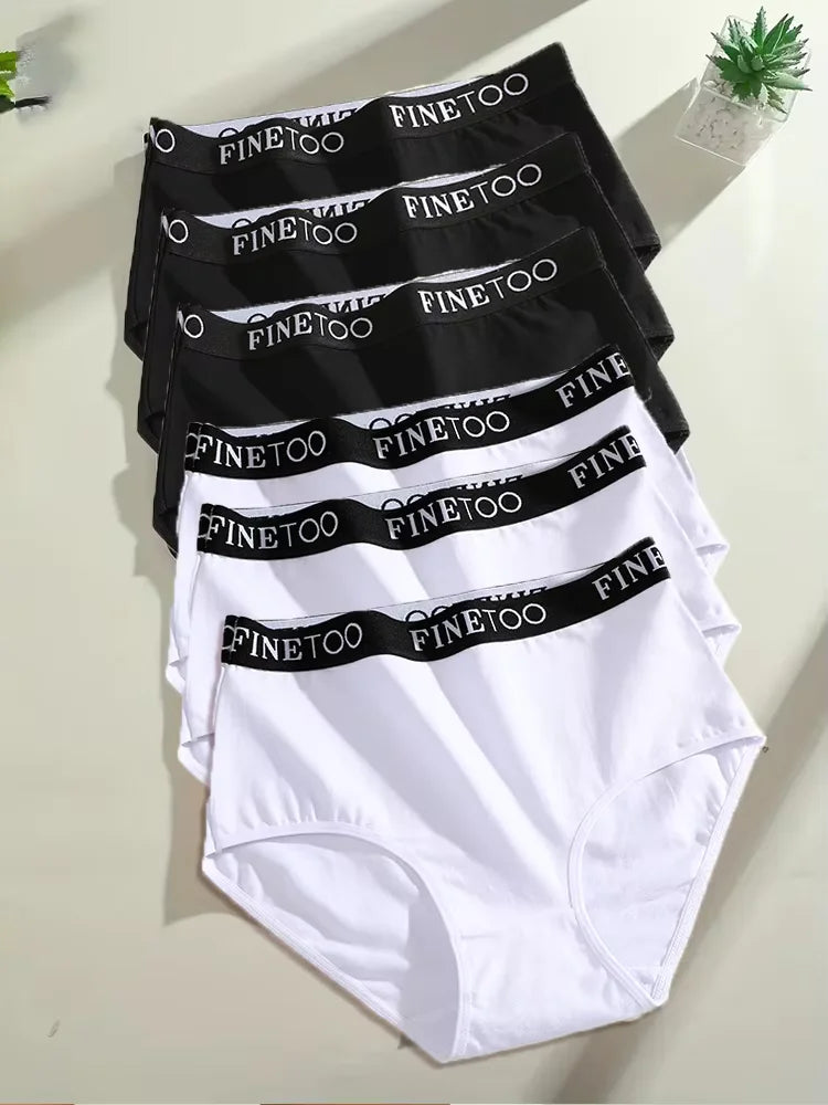 Finetoo 6Pcs/Set Women Cotton Seamless Briefs Women Plus Size Panties Breathable Underwear Female High Waist Soft Lingerie S-XXL