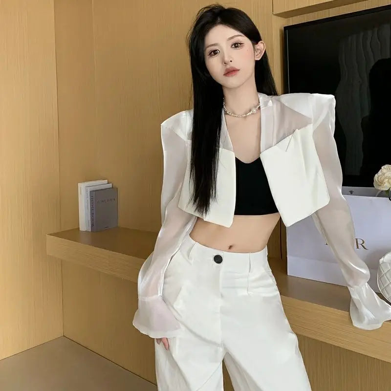 Blazers Women Chic Leisure Streetwear Patch Designs Summer Creativity Holiday Flare Sleeve Sexy Ulzzang Fashion Casual Fit New