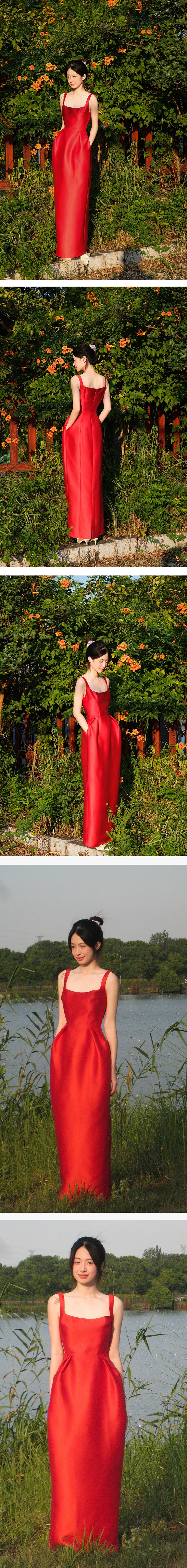 Lautaro Spring Summer Autumn Praty Birthday Evening Dresses Woman Elegant Luxury Red Prom Spaghetti Strap Satin Maxi Dress 2025