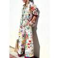 Women's Fall Casual Outfits Floral Print Long Sleeve Button Down Lapel Shirt With Elastic Waist Wide Leg Pants Sets Streetwear