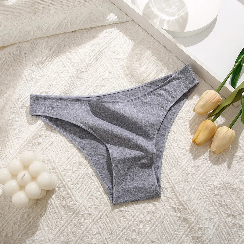 Cotton Women Underwear Comfort Women Panties Gray Cotton Briefs Sexy Low Waist Female Lingerie Girls Intimate Underwear M-XXL