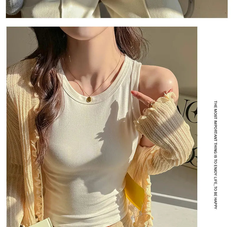 BIVIGAOS Summer New Hot Girl Tight Fitting Vest Women's Modal High Elastic Sexy Tank Top Casual Fashion Vest Sleeveless T Shirt