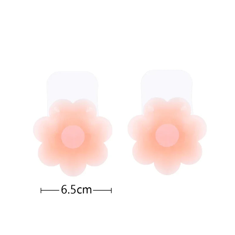 Reusable Women's Chest Petals Lift Silicone Nipple Cover Invisible Flower Leaf Self Adhesive Strapless Backless Stic