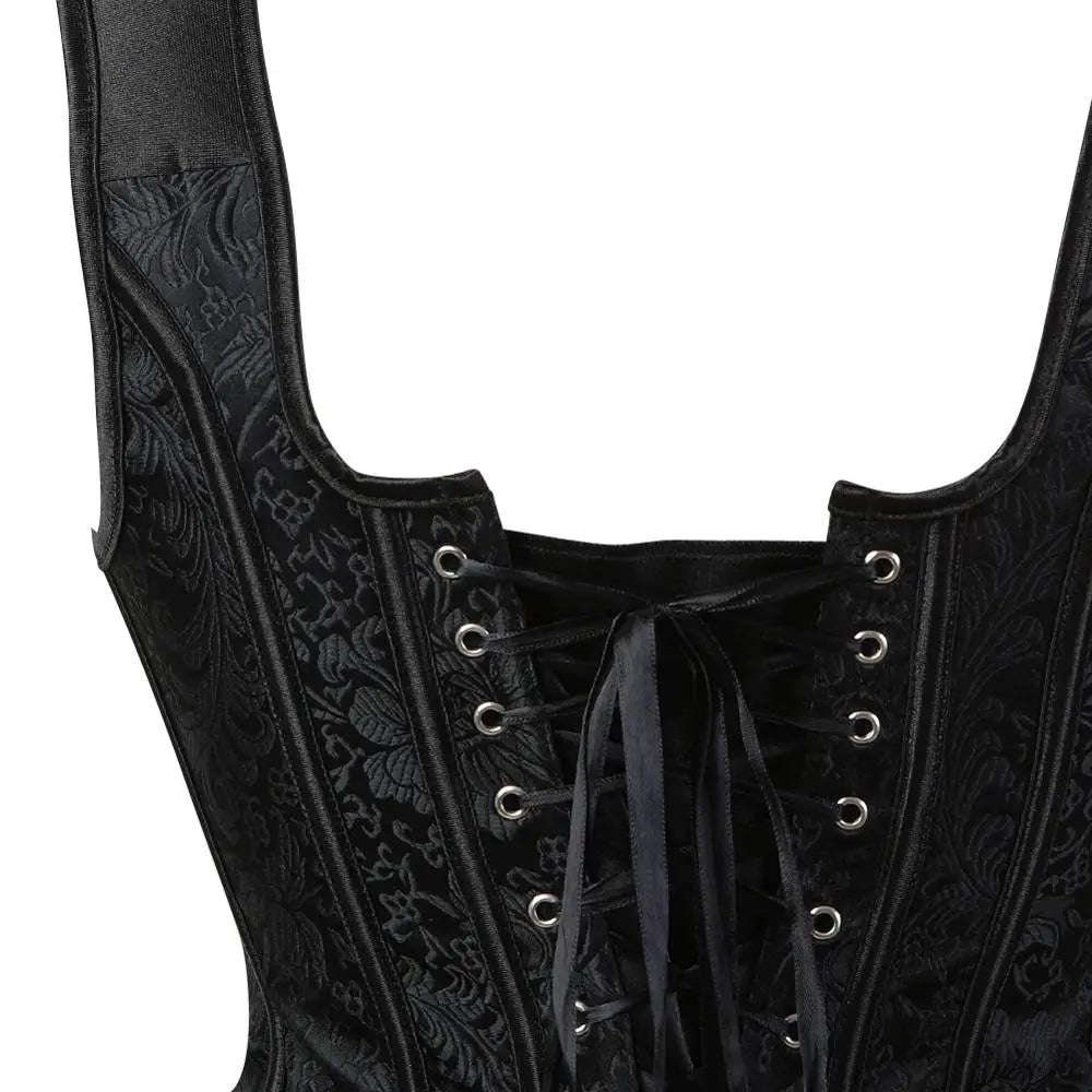 Women's Corsets Flower Embroidery Corset Vintage Strap Bustier Jacquard Zip Corsage Push Up Korsett Lace Bustiers Party Costume