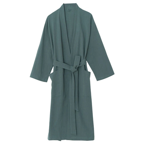 70% Cotton 30% Linen Kimono Bathrobe Nightgown 2025 New Loose Men And Women Dressing Gown Sleepwear Nightwear Solid Hotel Robe