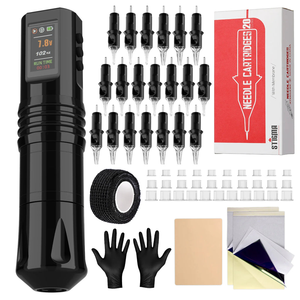 Wireless Tattoo Pen Kit LED Digital Display Wireless Machine Pen 1800mAh with Needles Permanent Makeup Body Kit Tattoo Supplies