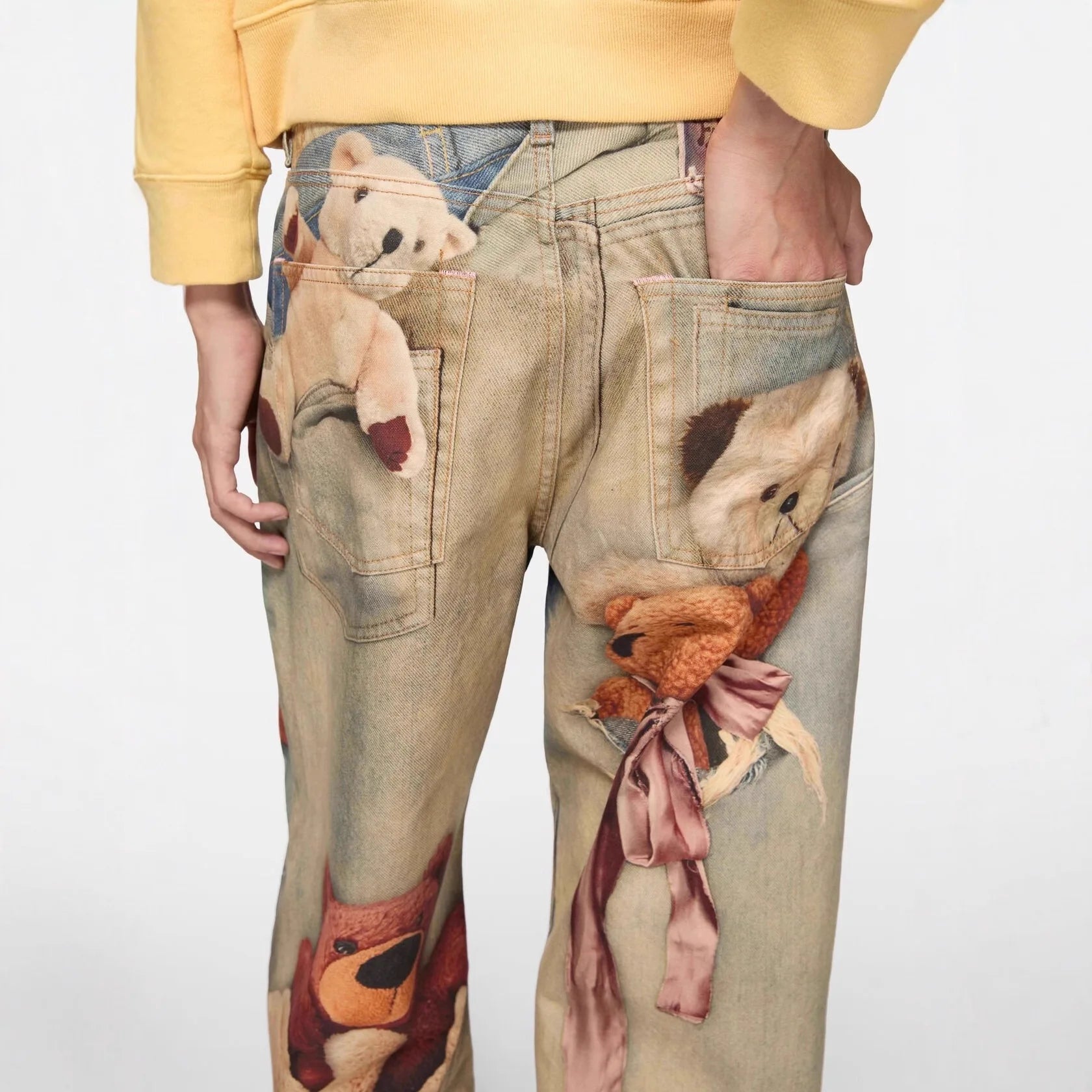 Retro Anime Jeans Y2K Clothing Mens Womens Hip Hop Anime Character Graphic Print Blue Baggy Jeans Casual Trousers