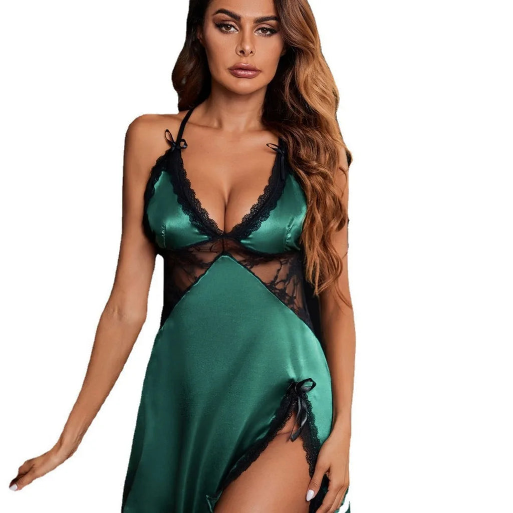 Women's Sleep  European and American Lounge Sleepshirts home sexy sleepwear camisole skirt lace low neck nightgown Nightgowns