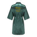 Green Wedding Party Team Bride Robe With Gold Letters Mother Maid of Honor Kimono Satin Pajamas Bridesmaid Bathrobe
