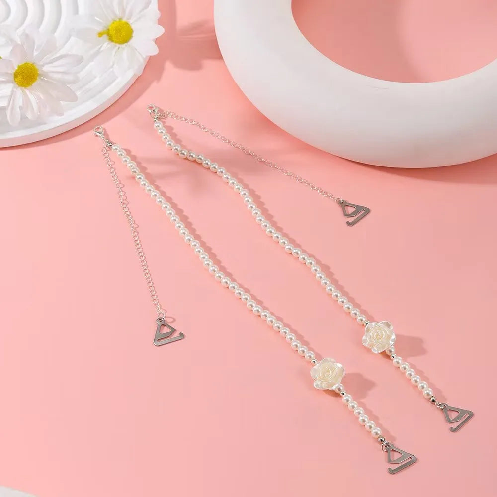 1 Pair New Bow Pearl Underwear Straps Adjustable Removable Bra Straps Replacement Shoulder Belts Women