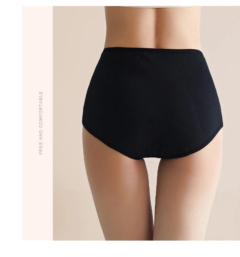 3Pcs High Waist Women's Panties Leak Proof Menstrual Pants Widen Period Underwear Cotton Physiological Plus Size Female Briefs