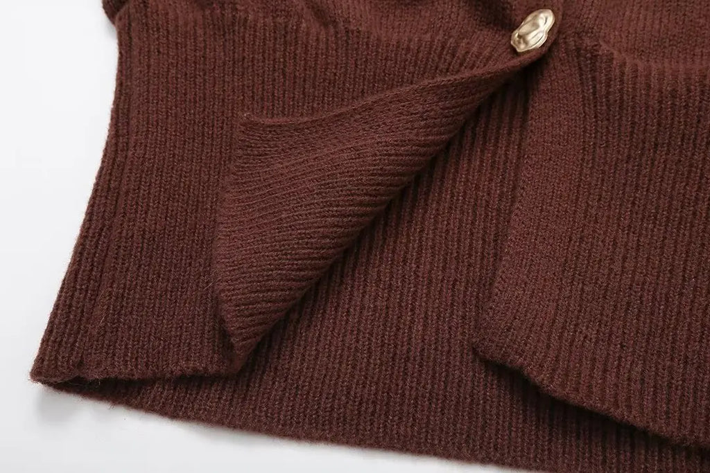 HH Woman Autumn Long Sleeves Slim Casual Sweater High Street Coat Women Solid Single Button Deep V-Neck Knitted Cardigan