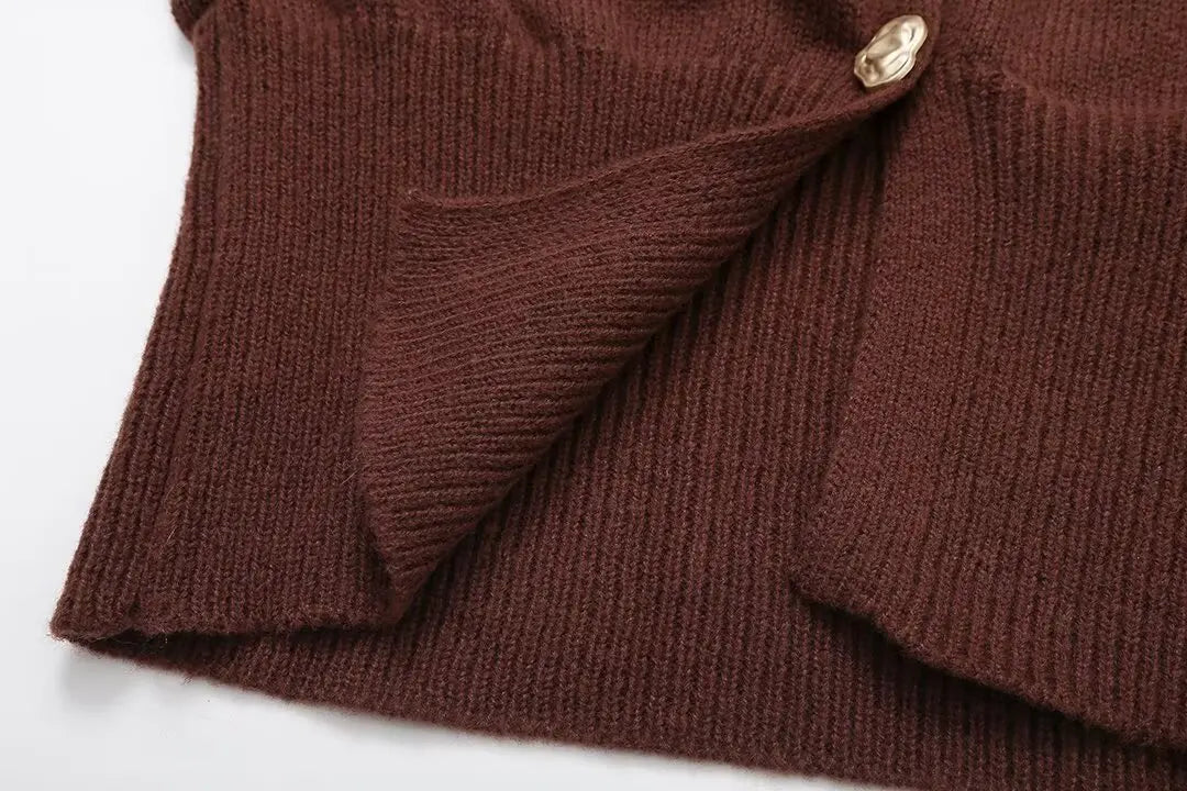 HH Woman Autumn Long Sleeves Slim Casual Sweater High Street Coat Women Solid Single Button Deep V-Neck Knitted Cardigan