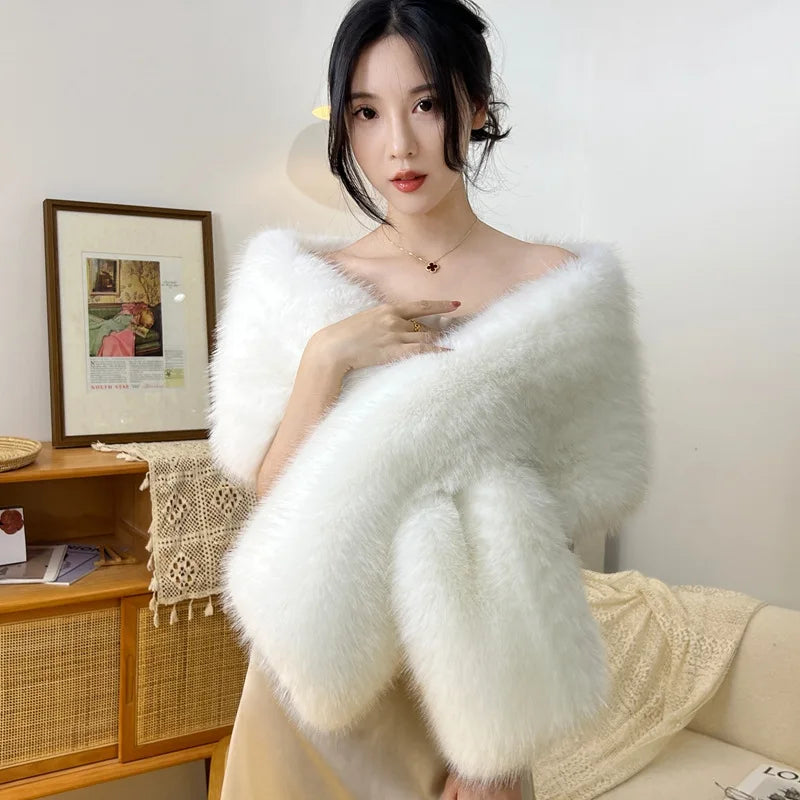 Imitation fur fox fur cheongsam shawl fur collar cape stage dinner shawl wedding dress party scarf women's jacket