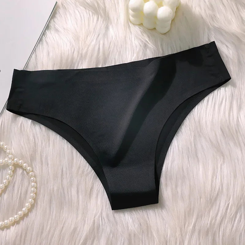 Seamless Panties Women Sexy Underwear Ice Silk Underpants Low Waist G-string Female Soft Solid Ultra-thin Briefs Трусы Женские