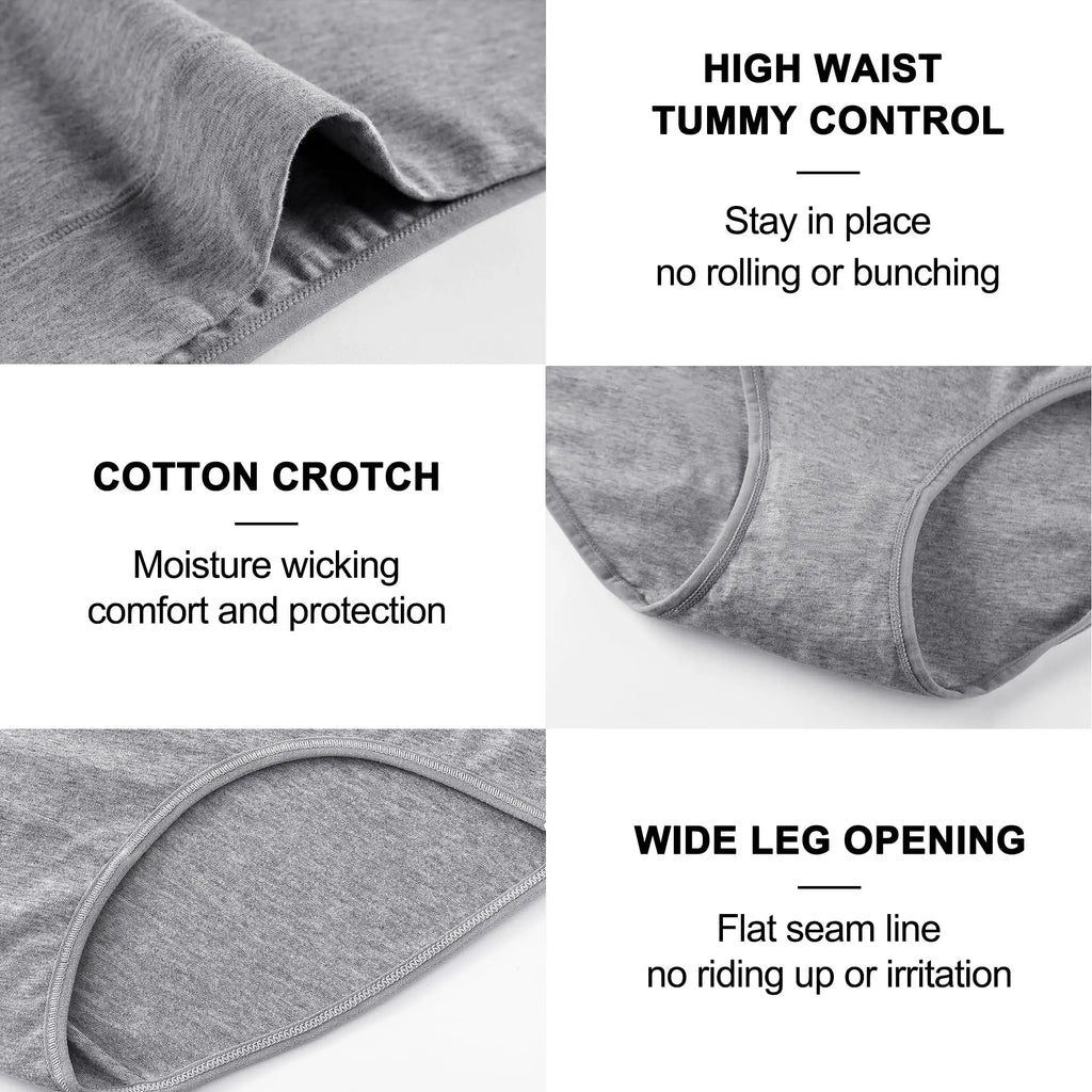 4pcs/pack High Waisted Postpartum Underwear Womens Cotton Underwear Soft Breathable Full Coverage Stretch Panties