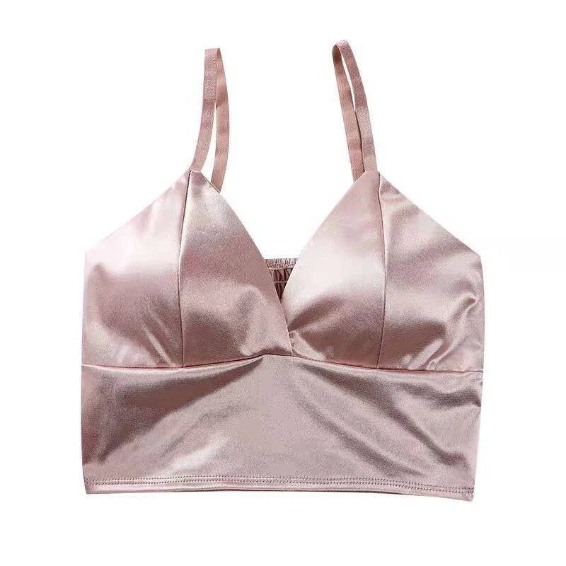 Ice Silk Women Top Bra Yoga Seamless Vest Bras Sexy Female Push Up Underwear Lingerie Sleep Top Padded Bralette