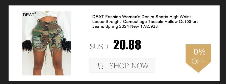 DEAT Fashion 3D Printed Wide Leg Curved Jeans Women's High Waist Loose Blue Streetwear Denim Pants New Tide Summer New 7AB9379