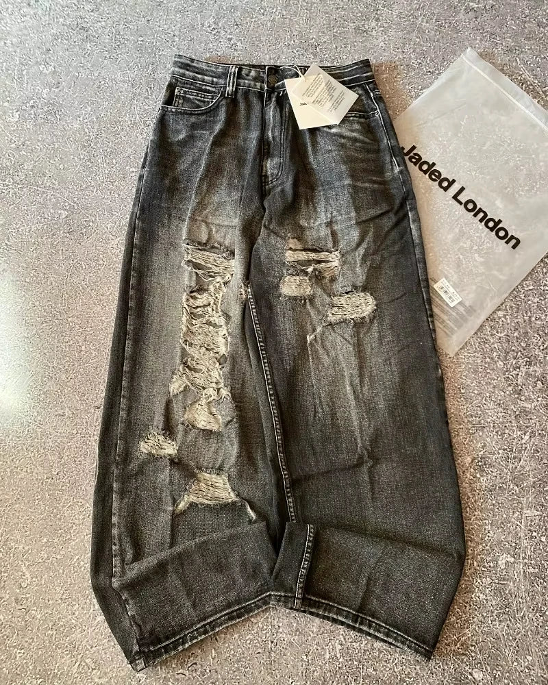 American Fashion Hip Hop Joker Loose Jeans Women Street Y2K New Casual Punk Rock Oversized Wide-leg Pants Unisex Mopping Jeans