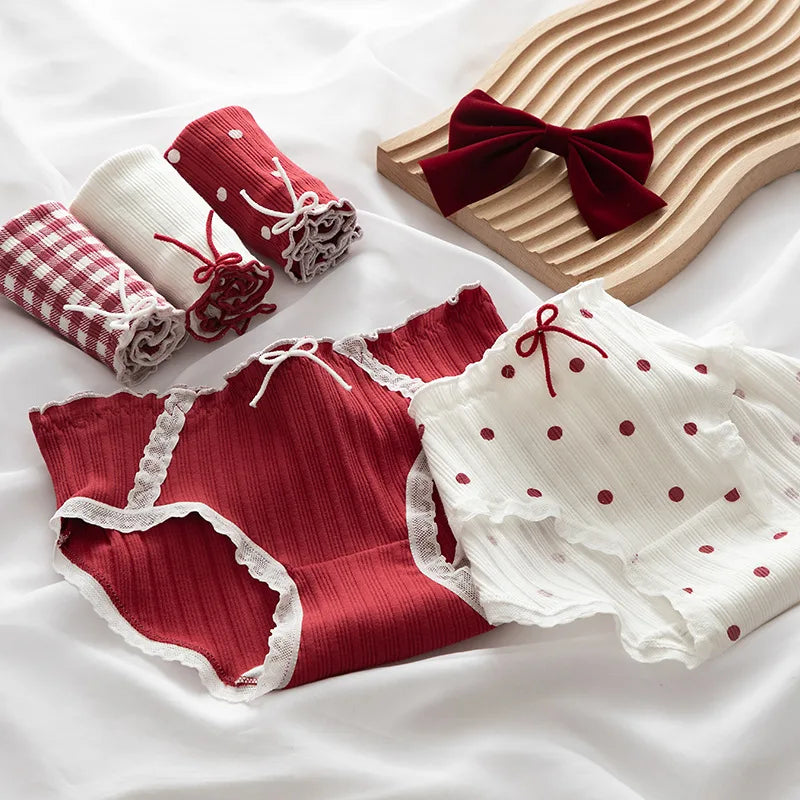 5Pcs/set Cotton Panties for Women Girl Briefs Underwear Plus Size Cute Soft Short Pantys Sexy Lingerie Female Ladies Underpants