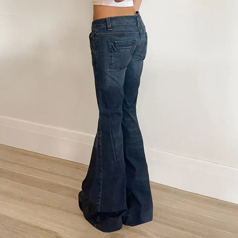 Sexy Low-Waisted Skinny Jeans Women Vintage Americana Y2K Denim Flares Pants Female Streetwear Slim-Fitting 2000S Jean Trousers