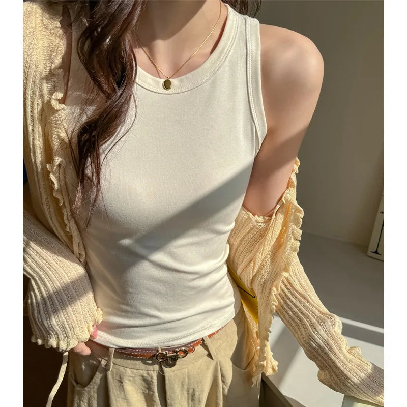 BIVIGAOS Summer New Hot Girl Tight Fitting Vest Women's Modal High Elastic Sexy Tank Top Casual Fashion Vest Sleeveless T Shirt